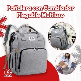 MOCHILA PAÑALERA CON CAMBIADOR PLEGABLE MULTIUSO