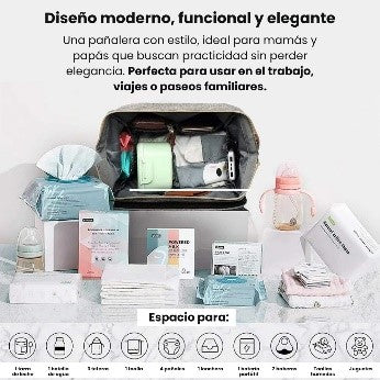 MOCHILA PAÑALERA CON CAMBIADOR PLEGABLE MULTIUSO