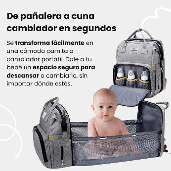 MOCHILA PAÑALERA CON CAMBIADOR PLEGABLE MULTIUSO